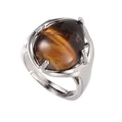 Bague en Oeil de Tigre Pierre Cabochon Goutte 18x12 mm Harmony - Taille réglable