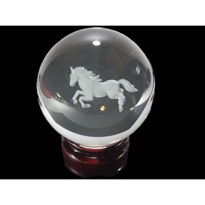 Boule Feng Shui en Cristal et Cheval (6 cm) 