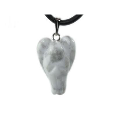 Pendentif Ange en pierre d'Howlite Blanche (2 cm)