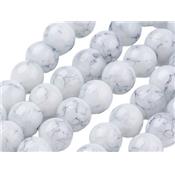 Perle en Verre Blanche Marbrée 6 mm (Par Lot de 5 Perles)