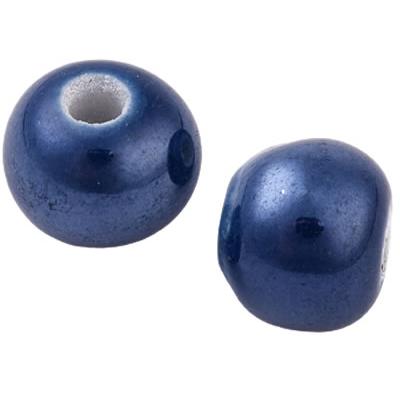 Perle de Porcelaine Lisse Bleue de Prusse 6 mm (Par Lot de 10 Perles)