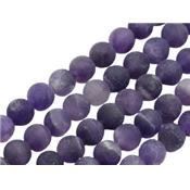 Améthyste Perle Givrée Percée de 8 mm (Lot de 5 perles)