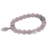 Bracelet en Quartz Rose - Pierres Boules de 8 mm et Coeur 12 mm