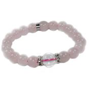 Bracelet en Quartz Rose - Pierres Boules de 8 mm et Coeur 12 mm