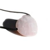 Pendentif Coeur Quartz Rose - 25x25x10 mm - sans mtal