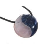 Pendentif Yin Yang Pierre Sodalite et Quartz Rose (2 cm) 