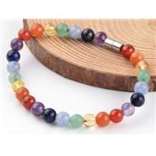 Bracelet 7 Chakras en Pierre Boule de 6,5 mm et Fermoir magnétique