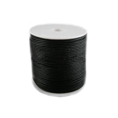 Bobine de Fil en Coton Ciré Noir - Diamètre 1,5 mm (80 mètres environ)