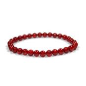 Bracelet Corail Rouge en Pierre Boule de 6 mm