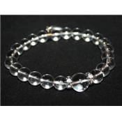 Bracelet en Cristal de Roche - Pierres Boules de 8 mm et Coeur 12 mm