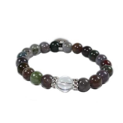 Bracelet En Pierre Jaspe Héliotrope 8 Mm - Marque Arabesk Neuf Avec étiquettes - EAN 3701459011230