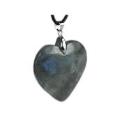 Pendentif Coeur en Labradorite (4 cm Bélière Argentée)