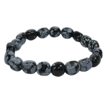 Bracelet Obsidienne Neige en Pierres Roulées