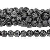 Obsidienne Neige Perle Ronde Lisse Percée 10 mm (Lot de 5 perles)