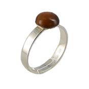 Bague Pierre Cabochon en Oeil de Tigre Ronde 8 mm et Argent 925 Adriana - Taille réglable