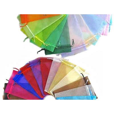 Pochettes Organza Unies 9x7 cm (Lot de 5 pochettes - Couleurs mélangées)