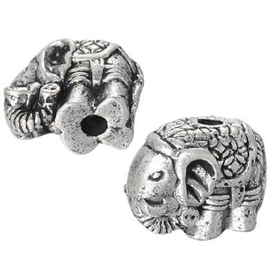 Perle Eléphant debout de style Tibétain en Métal (Par Lot de 2)
