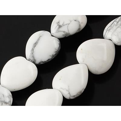 Howlite Blanche perle en forme de Coeur (lot 2 perles)