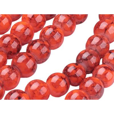 Perle en Verre Orange Marbrée 8 mm (Par Lot de 10 Perles)
