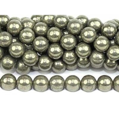 Pyrite Perle Ronde Lisse Percée 10 mm (Lot de 5 perles)