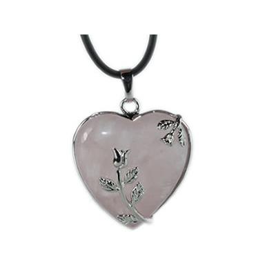 Pendentif Coeur en Quartz Rose (3 cm) Romantic