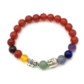 Bracelet Agate Rouge 7 Chakras en Pierre Boule de 8 mm