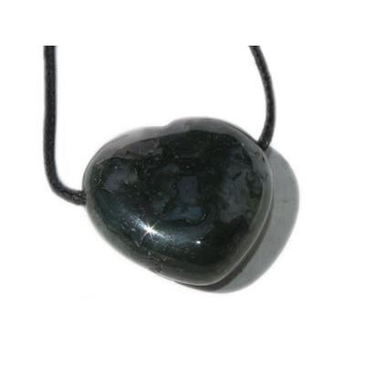 Pendentif Coeur Agate Mousse - 25x25x10 mm - sans métal