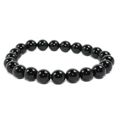 Bracelet Agate Noire en Pierre Boule de 8 mm