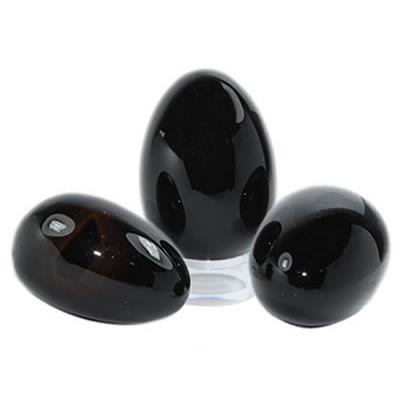 Oeuf en pierre d'Agate Noire (5 cm) avec socle