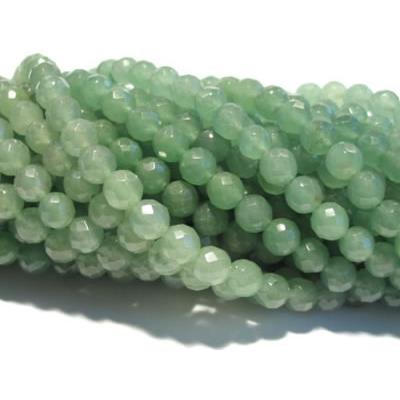Aventurine Verte Perle Ronde Facettée Percée 6 mm - 64 Facettes (Lot de 20 perles)