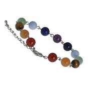 Bracelet Lien 7 Chakras en Pierre Boule 8 mm fermoir mousqueton