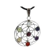 Pendentif Graine de Vie 7 Chakras Montage Argenté