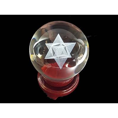 Boule Feng Shui en Cristal et Merkaba (8 cm) 