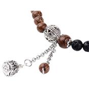 Bracelets Duo en Pierre de Lave et Bois Perles de 6 mm