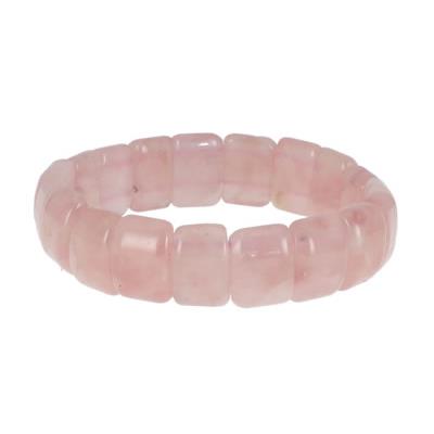 Bracelet Quartz Rose en Pierre Plaquette de 10x15 mm