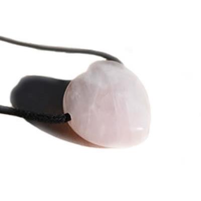 Pendentif Coeur Quartz Rose - 25x25x10 mm - sans métal