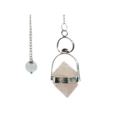 Pendule Herkimer en Quartz Rose et Cabochon Grenat