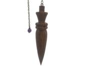 Pendule Artisanal Egyptien de Radiesthésie en bois de Santal et chaînette en métal laiton - Pièce unique numéro PRBSANTAL-001