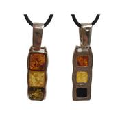 Pendentif Ambre Trio Multicolore en Argent 925 