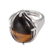 Bague en Oeil de Tigre Pierre Cabochon Goutte 18x12 mm Harmony - Taille réglable