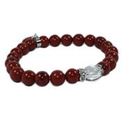 Bracelet en Jaspe Rouge - Pierres Boules de 8 mm et Coeur 12 mm