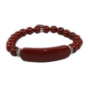 Bracelet Gourmette en Jaspe Rouge perles de 8 mm et Coeur 12 mm