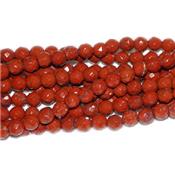 Jaspe Rouge Perle Ronde Facettée Percée 6 mm - 64 Facettes (Lot de 20 perles)