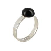 Bague Pierre Cabochon en Obsidienne Oeil Céleste Ronde 8 mm et Argent 925 Adriana - Taille réglable