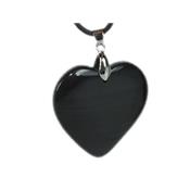 Pendentif Coeur en Obsidienne Oeil Céleste (4 cm Bélière Argentée)