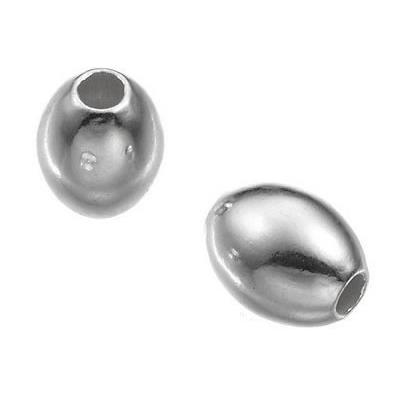 Perle Ovale Lisse 7x6 mm en Argent 925 (Lot de 2 perles)