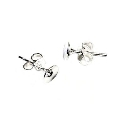 Puces ou Clous d'Oreilles avec coupelles de 6 mm en Argent 925 (La paire)