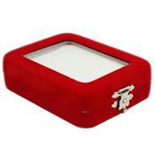 Boite écrin à Bijoux en velours rouge pour Pendentifs intérieur blanc (Forme rectangle 8,5x6,5x2,5 cm)