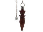 Pendule Artisanal Egyptien de Radiesthésie en bois d'Acajou et chaînette en métal laiton - Pièce unique numéro PRBACAJOU-001