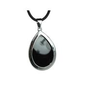 Pendentif en Agate Noire Goutte cerclée